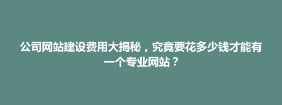 黄埔区公司网站建设费用大揭秘，究竟要花多少钱才能有一个专业网站？