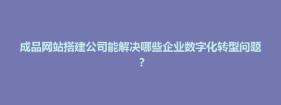 灵山县成品网站搭建公司能解决哪些企业数字化转型问题？