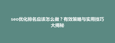 盐边县seo优化排名应该怎么做？有效策略与实用技巧大揭秘