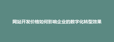 铁岭县网站开发价格如何影响企业的数字化转型效果