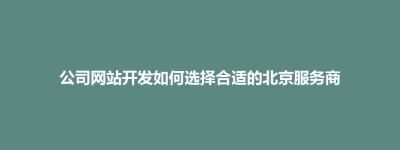 策勒县公司网站开发如何选择合适的北京服务商