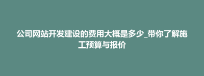鹿邑县公司网站开发建设的费用大概是多少_带你了解施工预算与报价