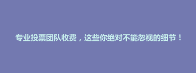 专业投票团队收费，这些你绝对不能忽视的细节！