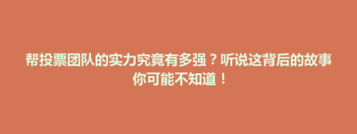 五莲县帮投票团队的实力究竟有多强？听说这背后的故事你可能不知道！