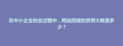 牡丹乡在中小企业创业过程中，网站搭建的费用大概是多少？
