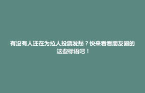 朔城区有没有人还在为拉人投票发愁？快来看看朋友圈的这些标语吧！