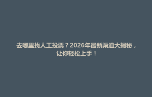 千山区去哪里找人工投票？2026年最新渠道大揭秘，让你轻松上手！