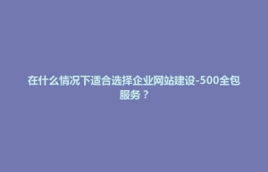 在什么情况下适合选择企业网站建设-500全包服务？