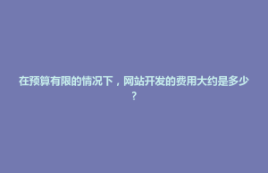 岳普湖县在预算有限的情况下，网站开发的费用大约是多少?