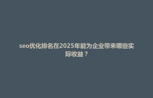 金塔县seo优化排名在2025年能为企业带来哪些实际收益？
