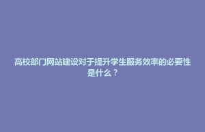 天津市高校部门网站建设对于提升学生服务效率的必要性是什么？