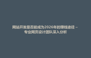 称多县网站开发是否能成为2026年的赚钱途径 – 专业网页设计团队深入分析