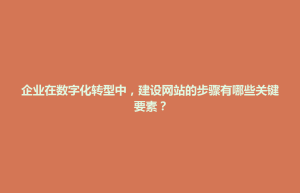 博兴县企业在数字化转型中，建设网站的步骤有哪些关键要素？