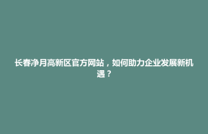 天柱县长春净月高新区官方网站，如何助力企业发展新机遇？