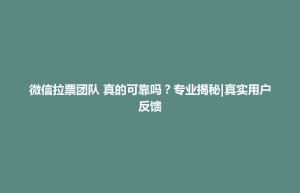 微信拉票团队 真的可靠吗？专业揭秘|真实用户反馈
