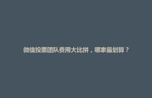 青河县微信投票团队费用大比拼，哪家最划算？
