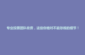 开福区专业投票团队收费，这些你绝对不能忽视的细节！