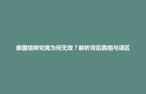 招远市泰国情降究竟为何无效？解析背后真相与误区