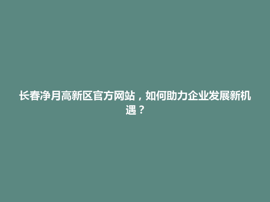长春净月高新区官方网站，如何助力企业发展新机遇？ 一