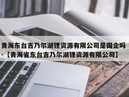 青海东台吉乃尔湖锂资源有限公司是国企吗 -【青海省东台吉乃尔湖锂资源有限公司】